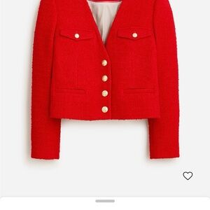 J.Crew Maritime Tweed Lady Jacket Festival Red Gold Buttons | Size 6 | NWOT